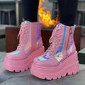 Women's Boots Platform Boots Lolita Goth Boots Party Daily Solid Color 3D Booties Ankle Boots Platform Wedge Heel Fashion Sporty Casual Walking PU Leather Faux Leather Zip Colorful Black White