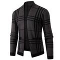 Men's Sweater Cardigan Sweater Sweater Jacket Ribbed Knit Cropped Knitted Lattice V Neck Fashion Streetwear Daily Wear Going out Clothing Apparel Fall Winter Coffee Gray S M L