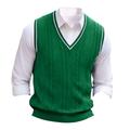 Men's Sweater Vest Pullover Sweater Jumper Knit Sweater Ribbed Cable Knit Regular Knitted Plain V Neck Keep Warm Modern Contemporary Daily Wear Going out Clothing Apparel Fall Winter White Wine M L XL