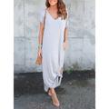 Women's Casual Dress T Shirt Dress Tee Dress Summer Dress Long Dress Maxi Dress Pocket Split Street Date Maxi Basic V Neck Short Sleeve Regular Fit Black White Pink Color S M L XL 2XL Size