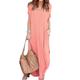 Women's Casual Dress T Shirt Dress Tee Dress Summer Dress Long Dress Maxi Dress Pocket Split Street Date Maxi Basic V Neck Short Sleeve Regular Fit Black White Pink Color S M L XL 2XL Size