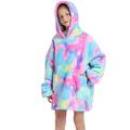 Kids Girls' Hoodie Blanket Long Sleeve Solid Color Graphic Tie Dye Multicolor Green Black Children Tops Winter Fall Daily Casual Regular Fit 7-13 Years