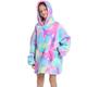 Kids Girls' Hoodie Blanket Long Sleeve Solid Color Graphic Tie Dye Multicolor Green Black Children Tops Winter Fall Daily Casual Regular Fit 7-13 Years