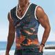 Sailboat Men's Subculture Style 3D Print Tank Top Vest Top Sleeveless T Shirt for Men Sports Outdoor Holiday Gym T shirt Blue Sky Blue Orange Sleeveless V Neck Shirt Summer Clothing