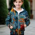 Boys 3D Graphic Hoodie Coat Outerwear Long Sleeve Fall Winter Active Streetwear Cool Polyester Kids 3-12 Years Zip Street Daily Regular Fit