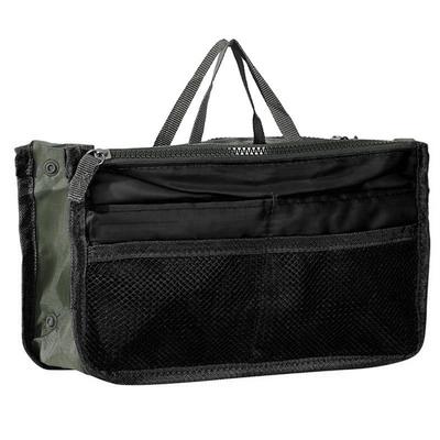 Handbag Organizer Insert for Women – Large Capacity, Zipper Closure, Portable with Handle – Ideal for Travel, Documents, Cards, and Small Items