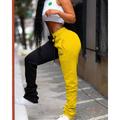 Women's Sweatpants Cotton Blend Color Block Yellow gray Black gray Casual / Sporty Full Length Sports Weekend