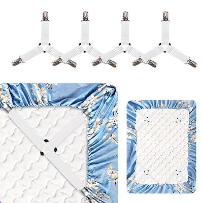 4 Pcs/Set Bed Sheet Fasteners Clips - Elastic Bed Sheet Holder Straps, Mattress Cover Grippers, Quilt and Blanket Organizers