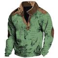 Mens Graphic Hoodie Nautical Map Prints Daily Casual Vintage Retro 3D Sweatshirt Pullover Vacation Going Out Streetwear Sweatshirts Blue Green Khaki Outdoor Cotton