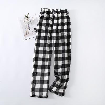 Women's Pajamas Pants Nighty Pjs 1 PCS Grid / Plaid Fashion Simple Comfort Party Home Bed Flannel Warm Breathable Long Pant Elastic Waist Print Pocket Fall Winter Home Outfits