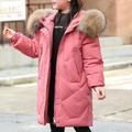 Kids Girls' Down Coat Long Sleeve Pink Red Black Solid Color Fall Winter Adorable School 4-12 Years
