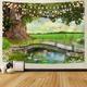 Beautiful wooden ladder waterfall scenery tapestry hanging cloth background cloth decorative cloth hanging cloth