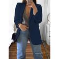 Women's Plus Size Curve Blazer Spring Work to Wear Office Jacket with Pocket Long Sleeve Peaked Lapel Fall Winter