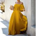 A-Line Wedding Guest Dresses Elegant Dress Party Wear Wedding Party Floor Length Half Sleeve Off Shoulder Chiffon with Pleats Ruffles 2024