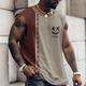 Smile Face Mens Graphic Vest Sleeveless 3D Shirt Casual White Summer Cotton Men'S Top For Color Block Funny Crew Neck Clothing Apparel Print Daily Dreamer Image