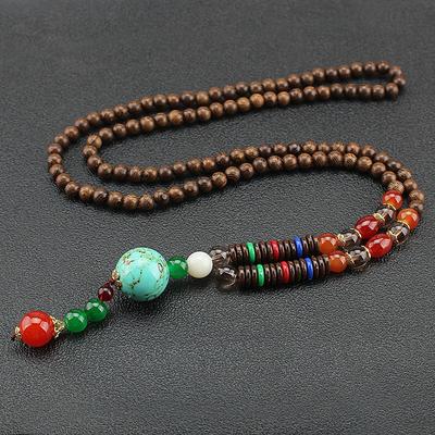 1PC Pendant Necklace Beaded Necklace For Men's Women's Street Gift Daily Wooden Acrylic Retro Buddha