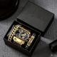 3pcs/set Luxury Gold Hip Hop Bracelets Men's Quartz Watch Stainless Steel Sports Big Dial with Calendar Wristwatch Gift Set for Dad