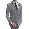 Black White Champagne Men's Wedding Suits Solid Colored 2 Piece Plus Size Standard Fit Double Breasted Six-buttons 2024