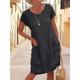 Women's Casual Dress T Shirt Dress Tee Dress Summer Dress Mini Dress Pocket Street Date Basic Crew Neck Short Sleeve Regular Fit Black Khaki Light Blue Color S M L XL 2XL Size