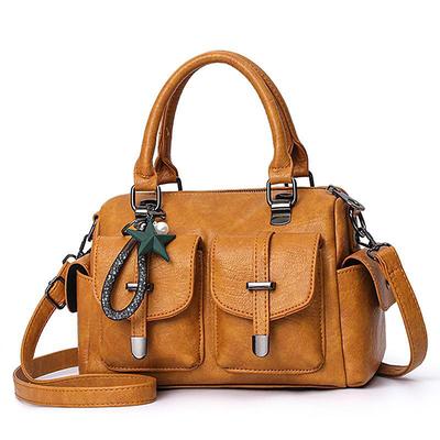 Women's Blue Faux Leather Handbag – Stylish Large Capacity Shoulder Bag with Pockets for Work Travel