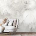 3D White Feather Wall Murals Wallpaper for Living Room Bedroom TV Background Canvas PVC/Vinyl Material Adhesive Required Wall Decor Home Decoratio Wall Cloth