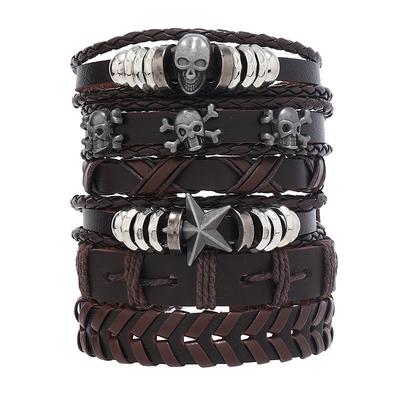 Popular Jewelry Punk Skeleton Series Leather Bracelet Handcrafted Hand Jewelry For Halloween