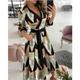 Women's Work Dress Semi Formal Dress Wrap Dress Midi Dress Tie dye Letter printing Butterfly print Long Sleeve Butterfly Lace up Spring Fall Winter Surplice Neck Vintage Winter Dress Office Wedding