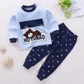 Kids Boys 2 Pieces T-shirt Pants Long Sleeve Owl A01 A02 Animal Cartoon Crewneck Summer Spring Basic Home 3-7 Years