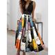 Women's Casual Dress Swing Dress Animal Cat Print V Neck Long Dress Maxi Dress Streetwear Maxi Street Holiday Sleeveless Regular Fit Black Blue Rainbow Summer Spring S M L XL 2XL