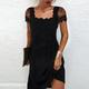 Women's Casual Dress Lace Dress Shift Dress Mini Dress Black Short Sleeve Pure Color Print Summer Spring Square Neck Fashion 2023 S M L XL XXL