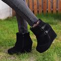 Women's Boots Suede Shoes Plus Size Booties Ankle Boots Daily Solid Color Booties Ankle Boots Winter Buckle Wedge Heel Round Toe Vacation Fashion Cute Faux Suede Zipper Black Coffee Gray