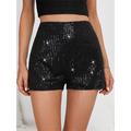 Women's Shorts Polyester Plain Black Fashion High Waist Short Party Street Summer Spring