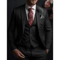 Red Men's Prom Suits Wedding Suits 3 Piece Solid Colored Slim Fit Single Breasted Two-buttons 2024