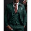 Red Men's Prom Suits Wedding Suits 3 Piece Solid Colored Slim Fit Single Breasted Two-buttons 2024