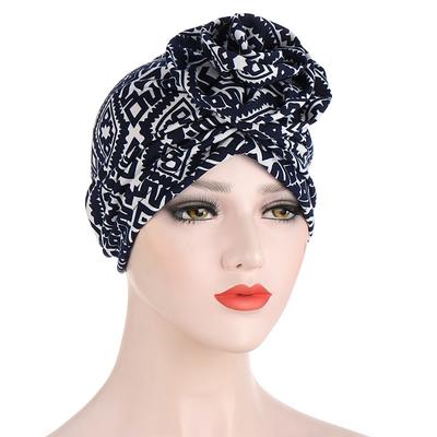 Ethnic Plaid Pattern Cashew Print Big Flower Headscarf Bonnet Women Turban Hat Turbante Femme Musulman India Hat Islamic Head Wrap Turban