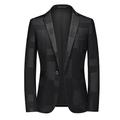 Men's Fashion Casual Classic Party Blazer Plus Size Regular Standard Fit Checkered Single Breasted One-button Black Burgundy Navy Blue 2024