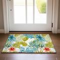 Green Yellow Floral Doormat Non-Slip Oil Proof Rug Indoor Outdoor Mat Bedroom Decor Bathroom Mat Entrance Rug Door Mat