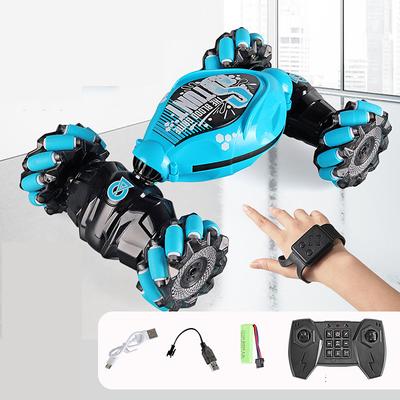 Latest 4WD 1:14 Scale Remote Control Stunt Car 2.4G Wireless RC Drift Car Led Lights Watch Gesture Sensor Rotating Children's Toy Gift