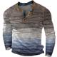 Striped Sweater Mens Graphic Shirt Color Block Fashion Designer Casual 3D Print Henley Waffle Tee Sports Outdoor Holiday Festival Light Blue Purple Multicolored Cotton Waves