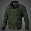 Men's Bomber Jacket Lightweight Jacket Summer Jacket Work Jacket Sports Climbing Windproof Warm Patchwork Fall Solid Color Stand Collar Cotton Black Army Green Red Blue Khaki Jacket