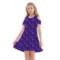 Kids Little Girls' Dress Mermaid princess party Color A Line Dress Daily Holiday Vacation Print Green Purple Pink Short Sleeve Casual Cute Sweet Dresses Spring Summer Regular Fit 3-12 Years