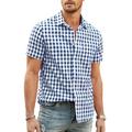 Men's Shirt Button Up Shirt Casual Shirt Summer Shirt Beach Shirt Black Royal Blue Blue Red White Dark Blue Short Sleeve Plaid / Check Lapel Daily Vacation Clothing Apparel Fashion Casual