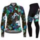 21Grams Women's Cycling Jersey with Tights Long Sleeve Mountain Bike MTB Road Bike Cycling Black Blue Purple Graphic Floral Botanical Bike Clothing Suit Thermal Warm 3D Pad Warm Breathable Quick Dry