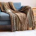 Aztec Boho Sofa Blanket Throw Cover Towel Slipcover Sectional Couch Armchair Loveseat 4 or 3 Seater L Shape Tassel Boho Bohemian Abstract Soft Durable