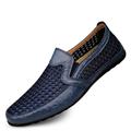 Men's Loafers Slip-Ons Comfort Loafers Plus Size Summer Loafers Walking Casual Outdoor Athletic Mesh Cowhide Breathable Handmade Booties / Ankle Boots Loafer Black Blue Brown Summer Spring