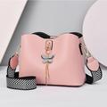 Women's Crossbody Bag Shoulder Bag PU Leather Office Daily Holiday Pendant Zipper Adjustable Solid Color Black White Pink