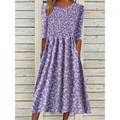 Women's Floral Dress Summer Dress Floral Ditsy Floral Print Ruched Crew Neck Midi Dress Fashion Modern Daily Holiday Half Sleeve Loose Fit Pink Blue Purple Summer Spring S M L XL XXL