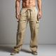 Men's Cargo Pants Linen Pants Trousers Summer Pants Drawstring Elastic Waist Multi Pocket Plain Comfort Breathable Outdoor Daily Going out Linen / Cotton Blend Fashion Casual Khaki