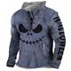 Halloween Jack Skellington Hoodie Mens Graphic Prints Monster Daily Classic Casual 3D Sweatshirt Pullover Holiday Going Out Sweatshirts Blue Brown Green Long Sleeve Grey Cotton