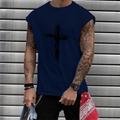 Graphic Cross White Navy Blue T shirt Tee Tank Top Men's Graphic Cotton Shirt Sports Lightweight Shirt Cap Sleeve Comfortable Tee Casual Holiday Summer Fashion Designer Clothing M L XL XXL 3XL